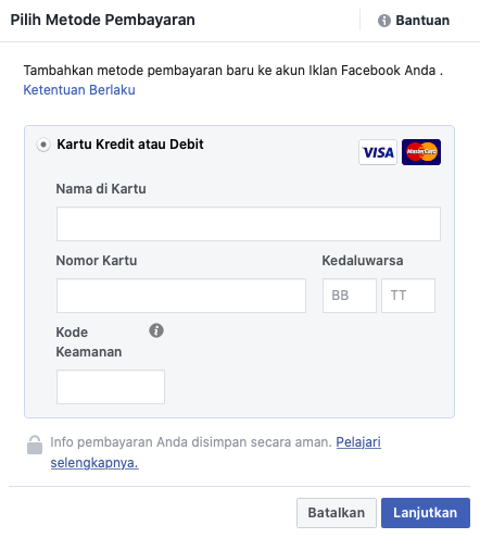 pembayaran dalam facebook ads